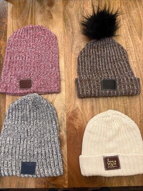 Love Your Melon Beanie Bundle-Pink/Burgundy, Brown/Gray, Blue/Cream & Cream